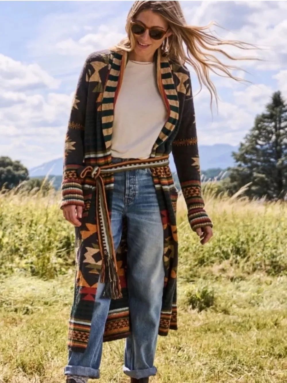 Faherty Paloma Duster Cardigan Eagle Peak Colorway Womens Oversized Small